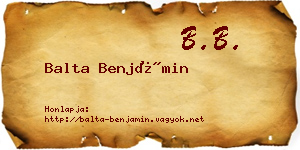 Balta Benjámin névjegykártya